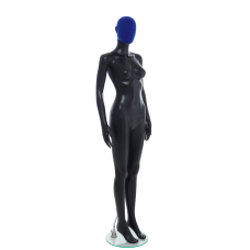 Female Matt Black & Blue Egg-Head Mannequin