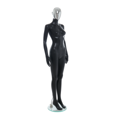 Female Matt Black & Chrome Egg-Head Mannequin