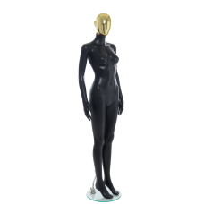 Female Matt Black & Gold Egg-Head Mannequin