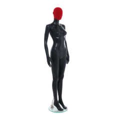 Female Matt Black & Red Egg-Head Mannequin