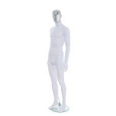 Male White & Chrome Egg-Head Mannequin