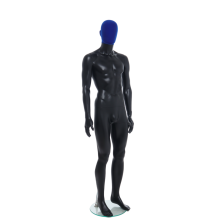 Male Matt Black & Blue Egg-Head Mannequin