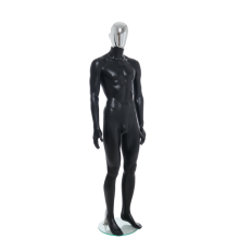 Male Matt Black & Chrome Egg-Head Mannequin