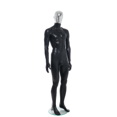 Male Matt Black & Chrome Egg-Head Mannequin