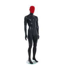 Male Matt Black & Red Egg-Head Mannequin