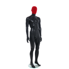 Male Matt Black & Red Egg-Head Mannequin